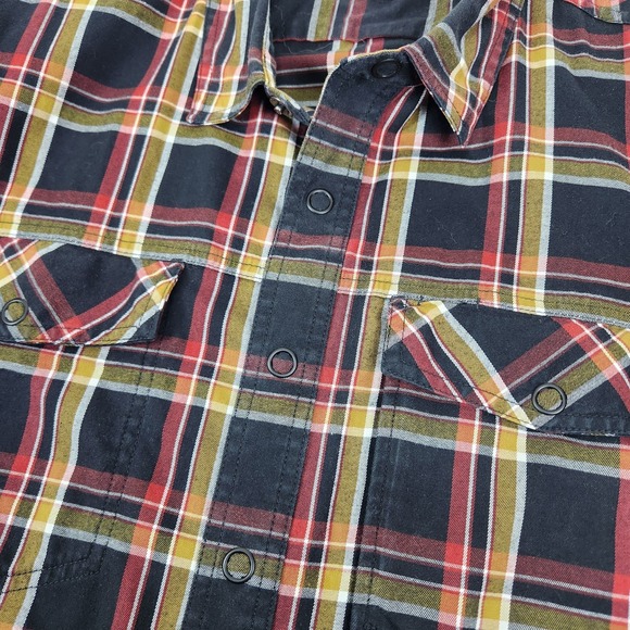 Duluth Trading Untucked Snap Button Front Mens Tag 2XLT Tall  Black Flannel - Picture 4 of 10